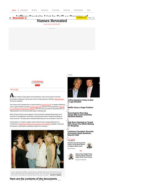 Jeffrey Epstein List in Full as Dozens of Names Revealed.